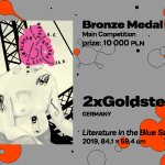 27th International Poster Biennale in Warsaw, Main Competition, III 2xGoldstein, Germany, “Literature in the Blue Salon (3 Readings)”, BRONZE MEDAL (PLN 10,000)