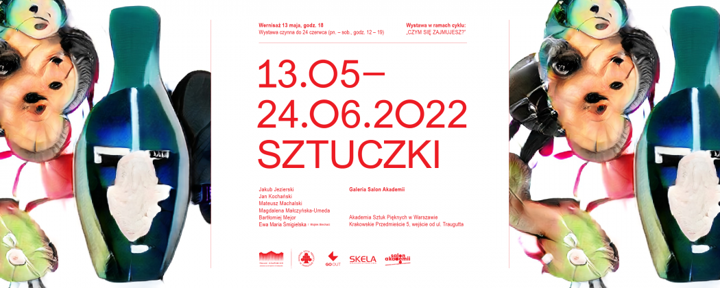 "SZTUCZKI" w Galerii Salon Akademii. “SZTUCZKI”: Jakub Jezierski, Jan Kochański, Mateusz Machalski, Magdalena Małczyńska-Umeda, Bartłomiej Mejor, Ewa Maria Śmigielska Kurator: Text–davinci–002, model GPT–3 Wernisaż 13 maja 2022, g. 18.00 Wystawa czynna do 24 czerwca 2022 pn. – sob., godz. 12 – 19 Galeria Salon Akademii, Akademia Sztuk Pięknych w Warszawie ul. Krakowskie Przedmieście 5 (wejście od ul. Traugutta) Organizatorzy: ASP, Galeria Salon Akademii, Pałac Czapskich