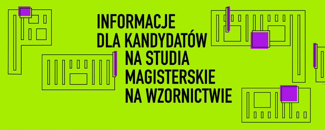 Grafika - czarny napis na zielonym tle informacje dla kandydatów na studia magisterskie na wzornictwie