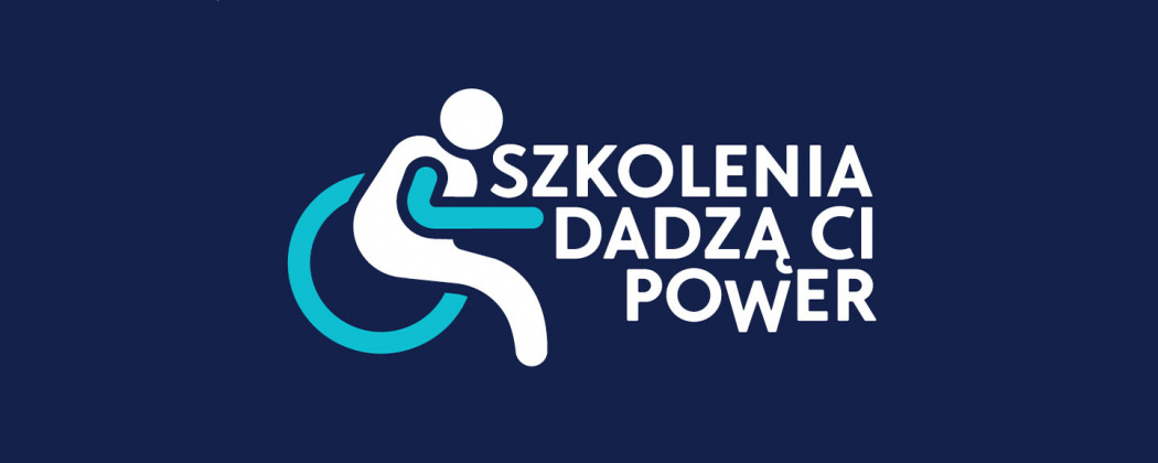 Granatowa plansza z napisem szkolenia dadzą Ci power